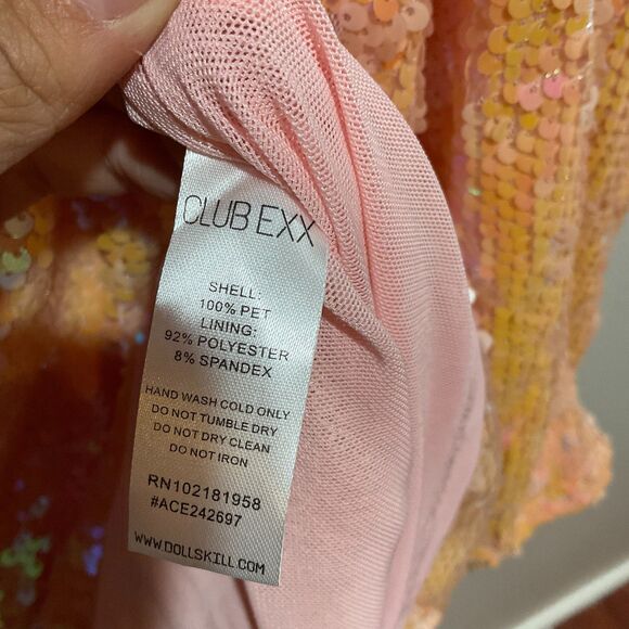 Club Exx Dolls Kill Starry Eyed Romance Sequin Mini Dress Large NWT Party Rave - Picture 6 of 12